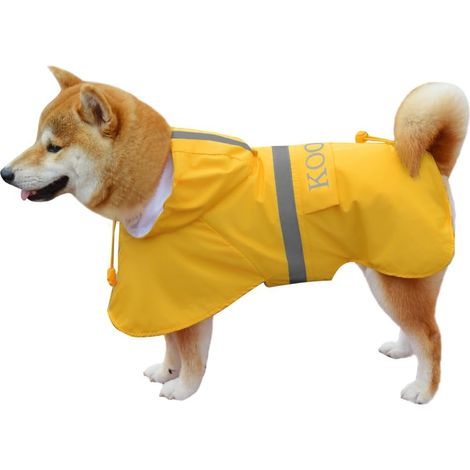 1 Manteau Chien Imperméable, Capuchon, Bandes Réfléchissantes, Ultraléger, Chiens Moyens à Grands (1/5)
