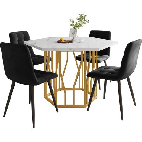 tavolo cucina 115x100 pranzo esagonale marmo oro OKMYHOME (1/5)