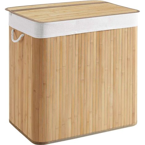 Wäschekorb / Wäschesammler Falster XXL B 150 L Bambus braun 3 Fächer hjh LIVING (1/5)