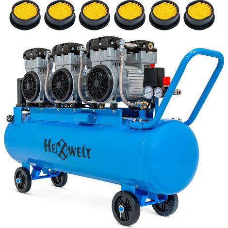 Compressore senza olio HEXWELT 100L 3300W 8 BAR 576 l/min Silenzioso 6 cilindri
