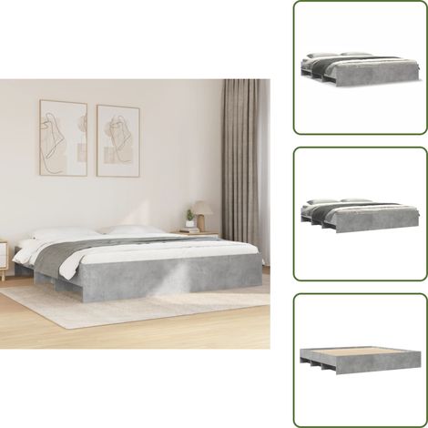 Bettgestell Betongrau 200x200 cm Holzwerkstoff - Bettgestell - Bettgestelle - Bettrahmen - Bett (1/5)