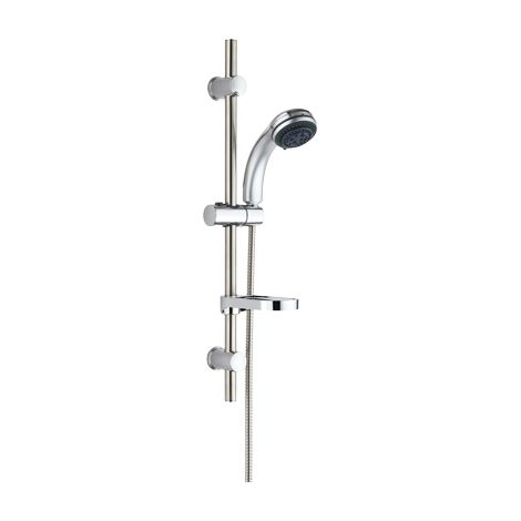 SALISCENDI DOCCETTA 5 GETTI IBISCO EFFE  ABS CROMATO TUBO MM 25 + FLEX CM 150 + D.MM 82
