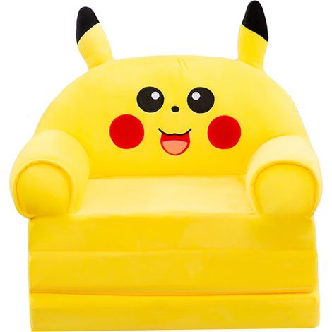 Canapé Pikachu Enfant 3 Couches Plush - Sofa Plie Garçon Fille avec Accoudoirs, Canapé-Lit Cartoon Décor Chambre (1/5)