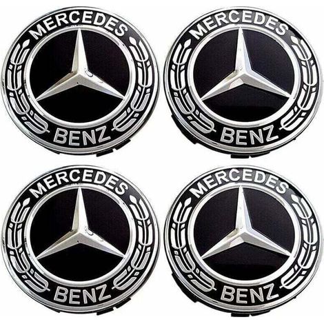 Lot de 4 capuchons de roue centrale 75mm – Plastique ABS et aluminium – Remplacement enjoliveurs – Compatible Mercedes Benz (1/5)