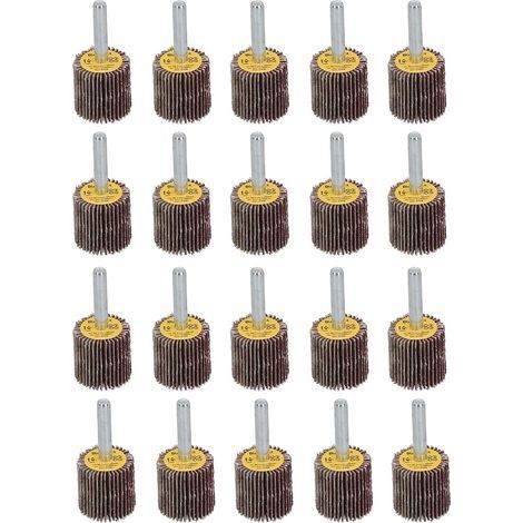 Lot de 20 disques abrasifs à lamelles Grain 80 25 mm Pour perceuses Tige 6 mm (1/4)
