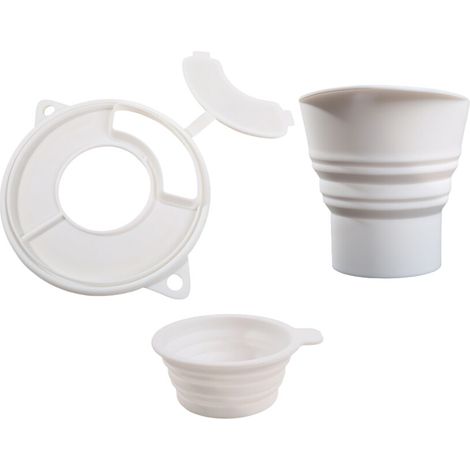 Tapa protectora con recipiente medidor y tubo para harina - Blanco