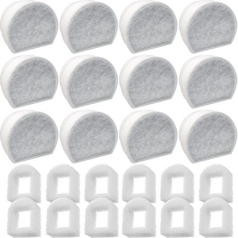 BEBUSINGOTO Paquete de 24 prefiltros de espuma y filtro de carbón compatibles con las fuentes PetSafe Drinkwell INOX 360 Avalon Pagoda Seascape y Sedona. Filtro para fuente de agua para gatos y perro (1/5)