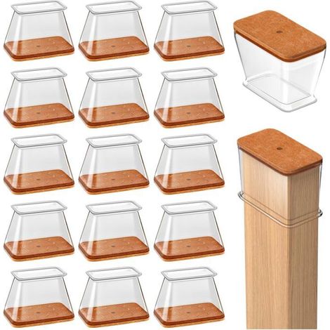 HOXILEELEO - 16pcs Protection Pied de Chaise Rectangulaire, Protege Pied de Chaise Silicone, Patins pour Chaises,Rayures, S Fit: Longueur 26-38mm (1/5)