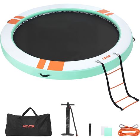 VEVOR Colchoneta para Piscina, Diámetro de 3,66 m, Flotador Inflable Gigante en Forma Redonda, con Malla Escalera Desmontable Bolsa de Transporte, Hamaca Inflable Isla de Agua para Piscina Playa Lago (1/5)