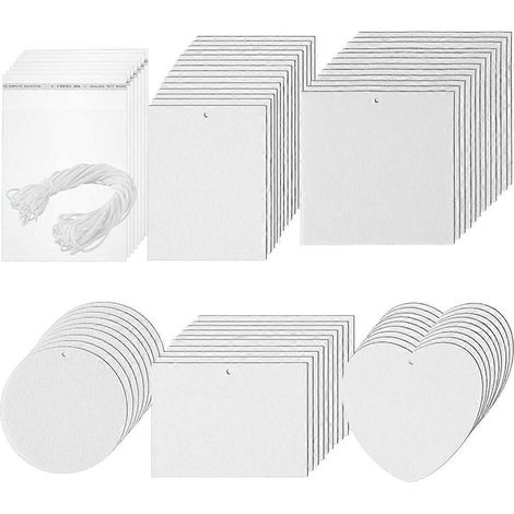 Packung mit 50 rechteckigen, sublimierbaren Filz-Lufterfrischerblättern mit Schnur zur Autodekoration. (1/5)