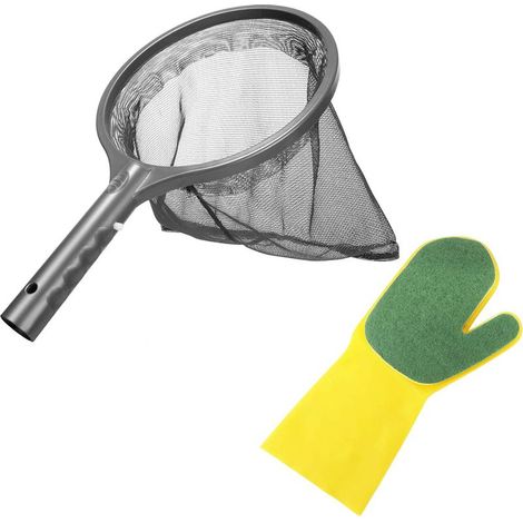 Pool- und Spa-Reinigungsset (2-teilig) bestehend aus einem Skimmernetz, einem Schwammhandschuh und einem Netz. (1/5)