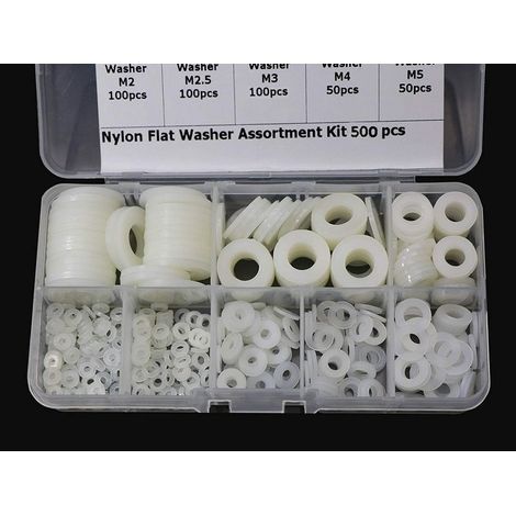 (500 Pcs)Rondelles Plastique Entretoise Nylon M2 M2.5 M3 M4 M5 M6 M8 M10 Rondelle pour Mécanique (1/4)