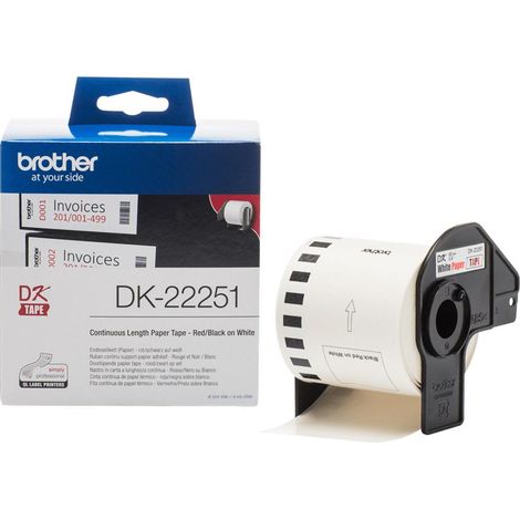 Brother DK-22251 nastro per etichettatrice Nero e rosso su bianco (1/4)