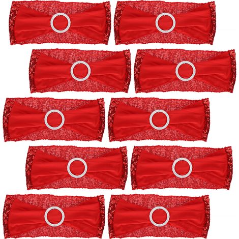 10Pcs Chair Belt Elastic Seat Decorative Strap with Adjustable Circle for Party ActivitiesRed (1/5)