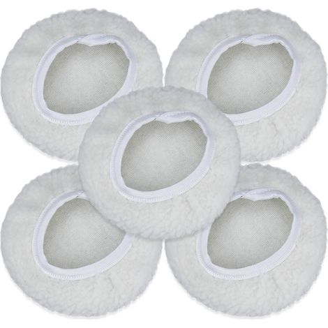 GABRIELLE Lot de 5 Bonnet de Polissage, Auto Disque Polissage Bonnet en Laine Tampons de Cirage pour la Plupart des Polisseurs de Voiture