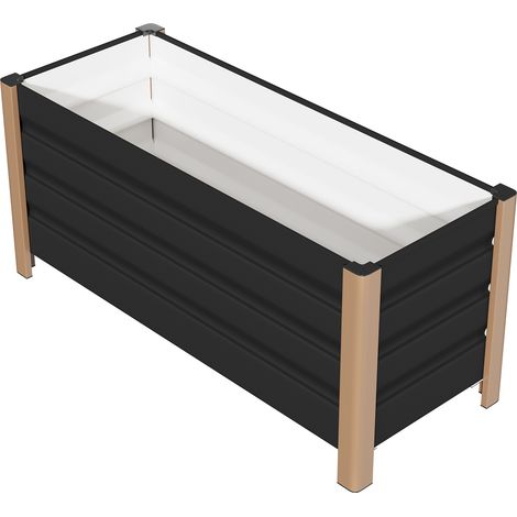 Bac de Jardin Surélevé en Aluminium 1004045cm, Antirouille, Drainage Intégré, Coins Arrondis,r Balcon, Terrasse, Gris, 1PC (1/5)