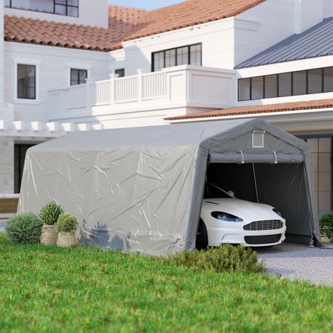 Tente garage carport dim. 6,2L x 3,3l x 2,4H m acier galvanisé robuste PE haute densité 150 g/m² imperméable anti-UV (1/5)
