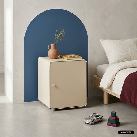 sweeek - Table de chevet industrielle acier 1 porte beige - Tribeca