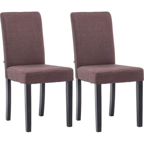 Juego de 2 sillas de comedor de diseño moderno en tela marrón y patas de madera negra 100001556 (1/5)