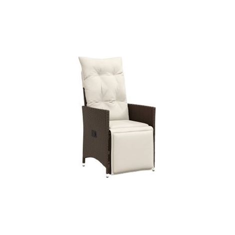 Chaise inclinable de jardin avec coussins marron résine tressée (1/5)