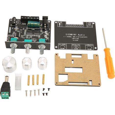 Module Amplificateur Audio Bluetooth 5.1, Carte Ampli 2.1 Voies HiFi avec Réglage par Bouton, Alimentation DC 9‑24V (1/5)