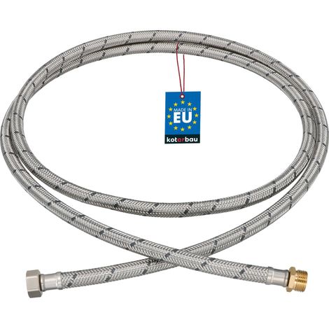 KOTARBAU® Flexible Robinet 3/8" x 3/8" - Flexible Eau - Tuyau Robinet 200 cm - Mâle x Femelle - Rallonge Robinet Cuisine Flexible - Acier Inoxydable - Tuyau Flexible Plomberie (1/4)