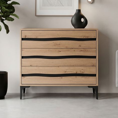Commode 3 tiroirs MELYS 80cm – Métal & bois (1/5)