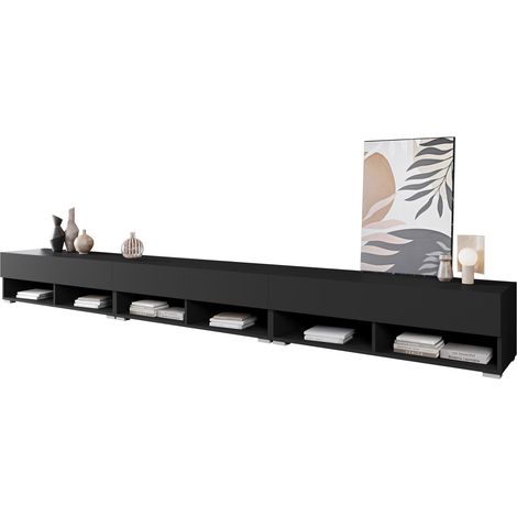 Mueble TV Sarasota 144, Grafito, Número de puertas: 3, Número de cajones: 0, 300x30x33cm
