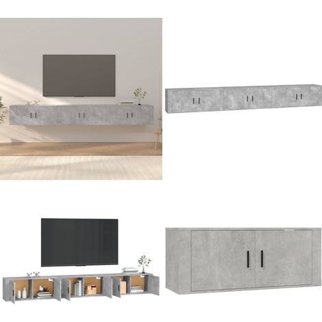 Meubles TV muraux 3 pcs gris béton 100x34,5x40 cm - meuble TV mural - meubles TV muraux - Home & Living (1/5)