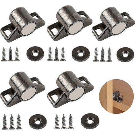 Ensemble de 5 verrous magnétiques pour armoires avec vis, aimants pour meubles maintenant les portes d'armoires en place, accessoires d'armoires, Shibaod (1/5)