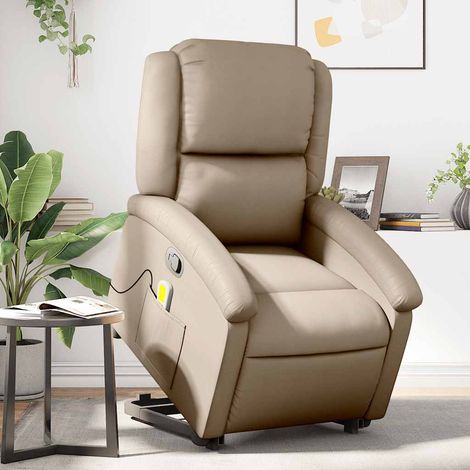 vidaXL Massagesessel mit Aufstehhilfe Cappuccino-Braun Kunstleder (1/5)