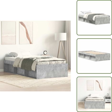 Madera de ingeniería - vidaXL Estructura de cama gris hormigón 90x190 cm - Listones de madera