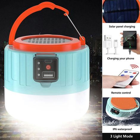 Lampe solaire LED Rechargeable par USB, lanterne Portable d'urgence, idéale pour un Camping, une tente, un barbecue (1/5)
