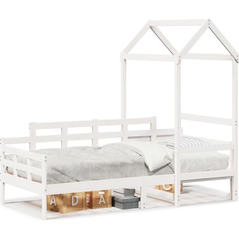 Maison Exclusive - Tagesbett mit Dach Weiß 80x200 cm Massivholz K