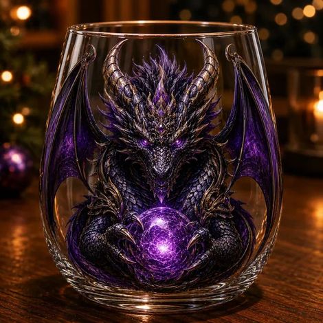 (A1) Verre à whisky 3D en cristal, motif dragon mythique, idéal pour les cocktails et la décoration de bar. Cadeau parfait. (1/5)