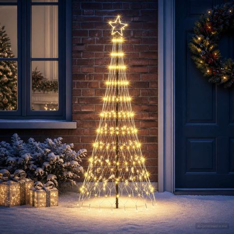 vidaXL Albero di Natale LED 180 cm 230 LED Bianco caldo Ferro Nero (1/5)