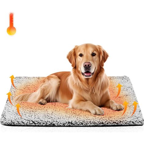 Tapis Chauffant Auto Chauffant Animaux Cage Chien Ultra Doux Chaud Lavable Antidérapant Chenil Intérieur Extérieur 45x60cm (1/4)
