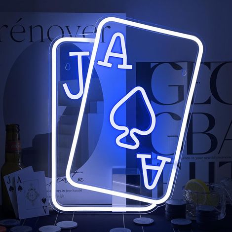 Enseigne lumineuse LED néon, bleue et blanche, alimentée par USB, pour chambre, salle de jeux, bar, fêtes et mur.-AquaForge (1/5)