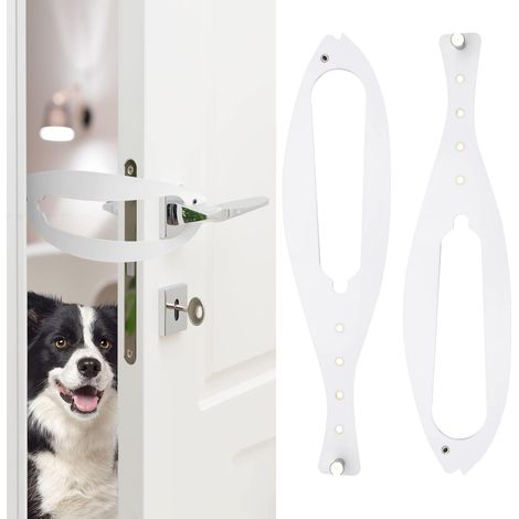 Four-piece cat door lock set - Cat door stop/pet door lock to prevent dogs from entering the litter box and stealing food - Cat door bracket, width 2.5-6 inches - No measurement required - Easy instal (1/5)