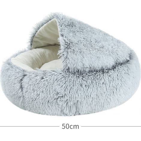 Panier pour Chat Moelleux Anti Stress Extra Doux Lit Apaisant pour Chien Canapé XL Confortable Lavable Maison, Coussin,Antidérapant (50cm,Gris), (1/4)