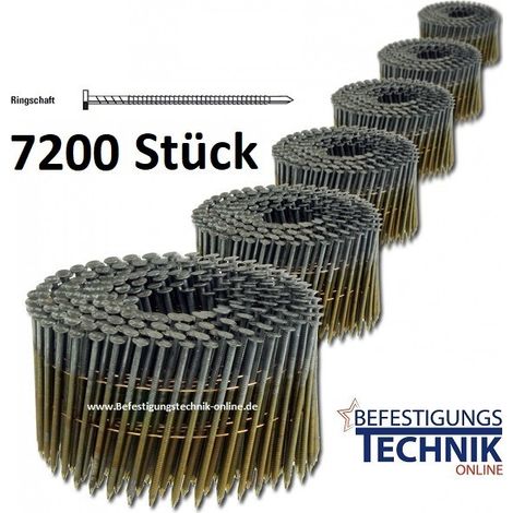 2,5x70mm Ringschaft verzinkt Coilnägel drahtmagaziniert 16° für Coilnagler 7,2M K-EN15033