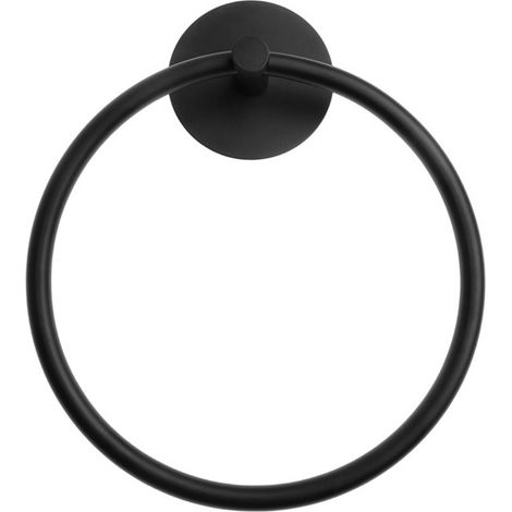 Porte-serviettes noir, accessoire indispensable pour la maison : anneau porte-serviettes adhésif noir, fixation murale pour salle de bain, porte-serviettes en acier inoxydable pour salle de bain et ra (1/5)