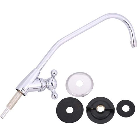 Beyamis Robinet de cuisine chromé en alliage de zinc 1/4'' avec filtre à eau potable par osmose inverse (RO). (1/5)
