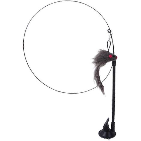 Jouet interactif pour chat, jouet à plumes amusant avec ventouses, idéal pour stimuler l'intelligence des chatons et développer leur curiosité.-Grey mouse (1/5)