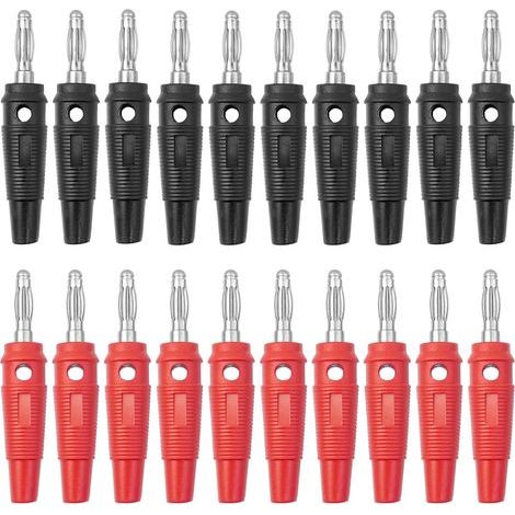 20 Pièces fiche Banane 4mm.10 Rouge & 10 Noir 20A fiche Enceinte Audio Haut Parleur Connecteur pour raccorder Les Enceintes HiFi. amplis. ampli-Tuners et chaînes stéréo Marque : BuxiuGK (1/5)