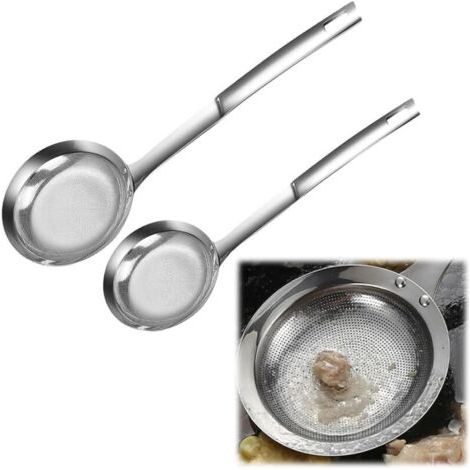 Passoire en acier inoxydable, passoire à mailles extra fines avec poignée, filtre à huile, gadget de cuisine (petit et grand) (1/4)
