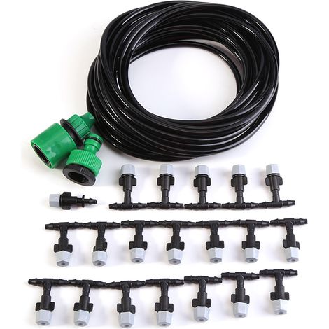 Système de brumisation d'eau pour jardin et terrasse, tuyau d'arrosage, buse de micro-irrigation, kit de 10 m (1/2)
