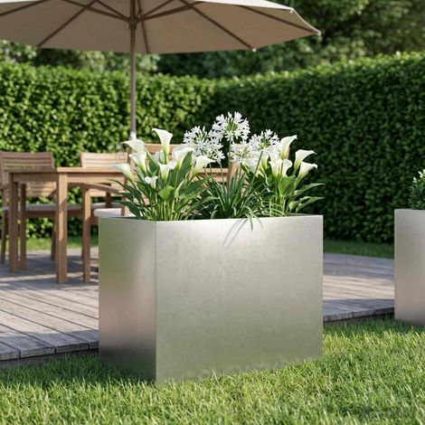 vidaXL Macetero de Jardín Plateado 60 x 40 x 50 cm Acero inoxidable (1/5)