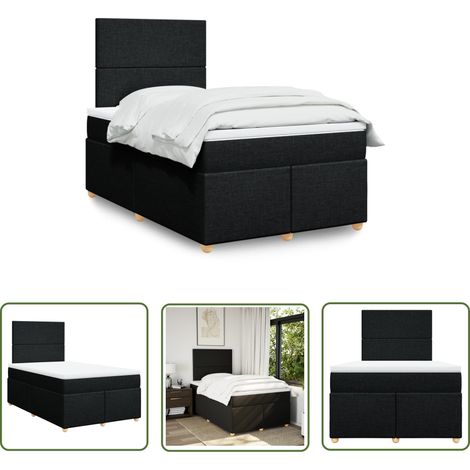vidaXL Sommier à lattes de lit avec matelas Noir 120x200 cm Tissu (1/5)
