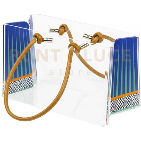 SHOPPER GRANDE CHARLOTTE IN CRISTALLO ACRILICO TRASPARENTE E CON DECORO ETHNIC